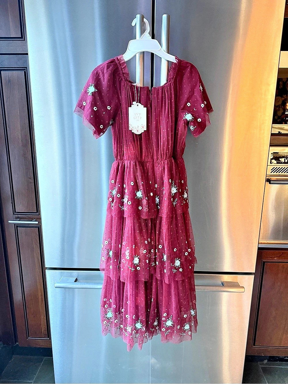 NWT Girls Ivy City Co Mabel Dress in Burgundy Floral Midi Dress Size 11/12